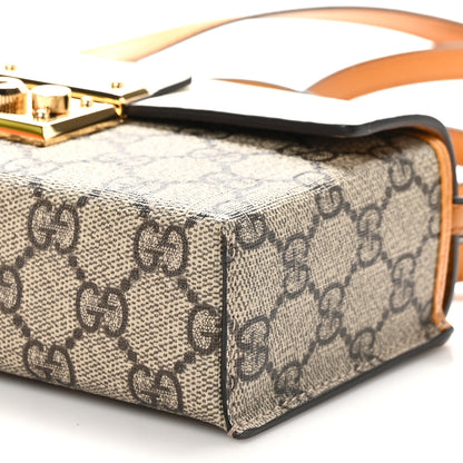 Gucci GG Supreme Monogram New Sakai Calfskin Mini Padlock Top Handle Shoulder Bag Beige Ebony Mystic White Sun Oil 10 of 11