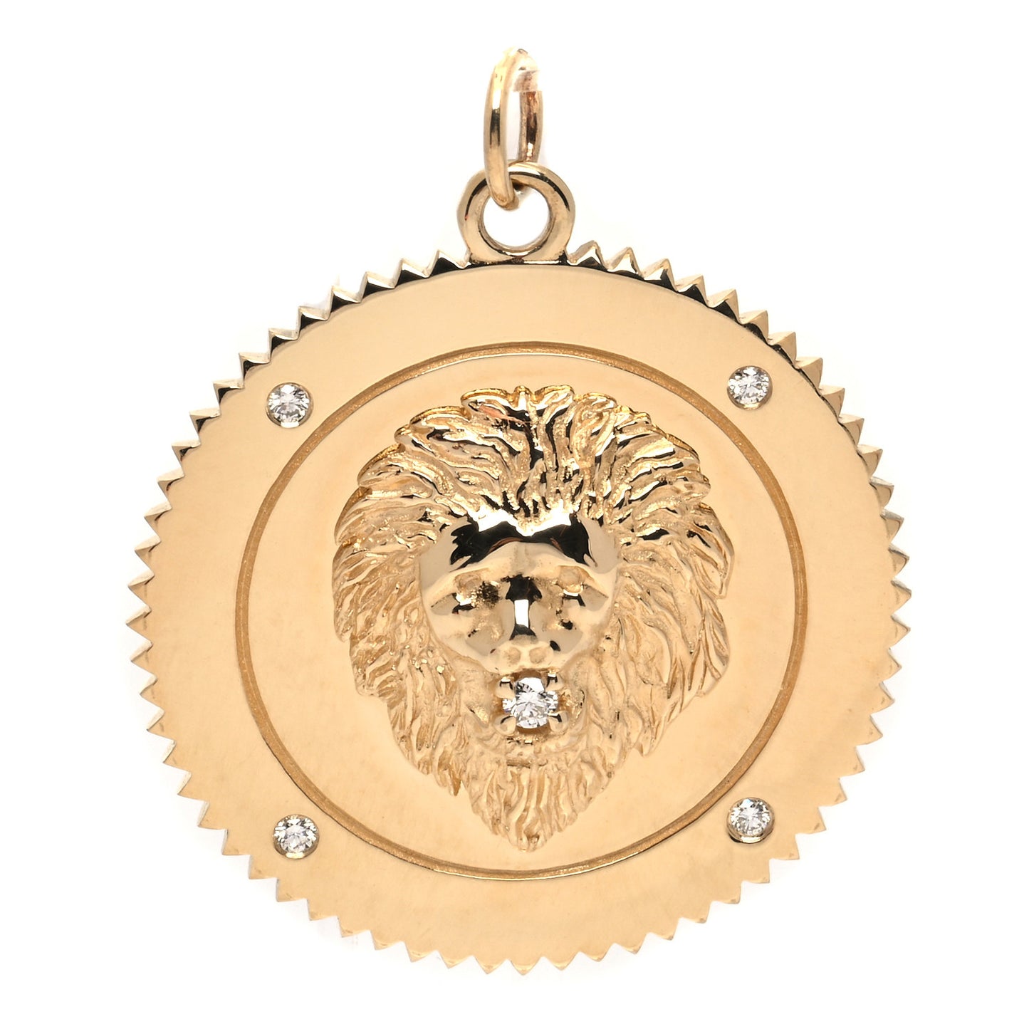 18K Yellow Gold Diamond Large Strength Medallion Pendant