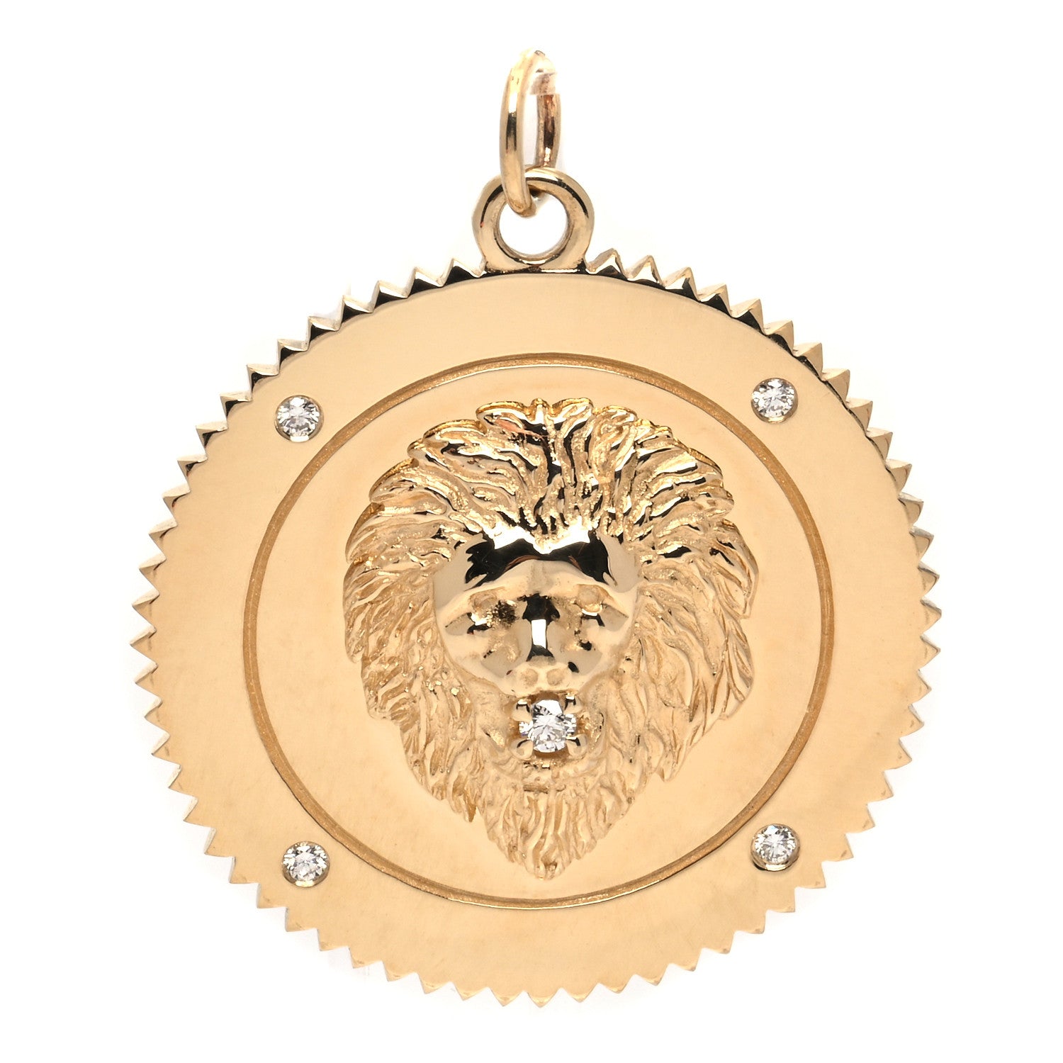 Foundrae 18K Yellow Gold Diamond Large Strength Medallion Pendant 1 of 5