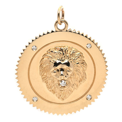 Foundrae 18K Yellow Gold Diamond Large Strength Medallion Pendant 1 of 5