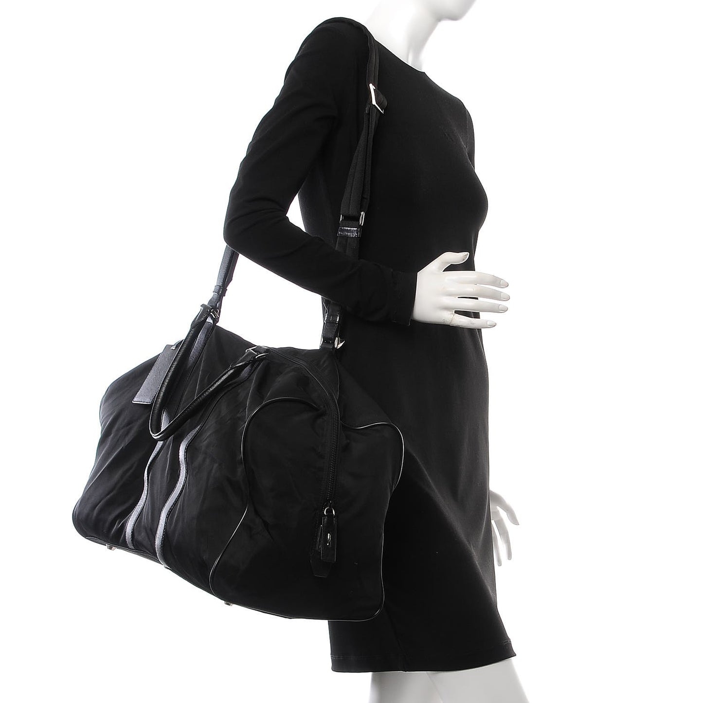 Tessuto Nylon Saffiano Duffel Bag Black