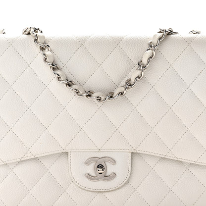 Chanel Caviar Quilted Jumbo Single Flap White 8 of 11