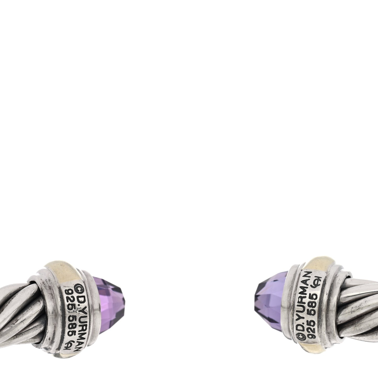 Sterling Silver 14K Yellow Gold Amethyst 7mm Cable Classics Bracelet