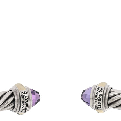 David Yurman Sterling Silver 14K Yellow Gold Amethyst 7mm Cable Classics Bracelet 3 of 3