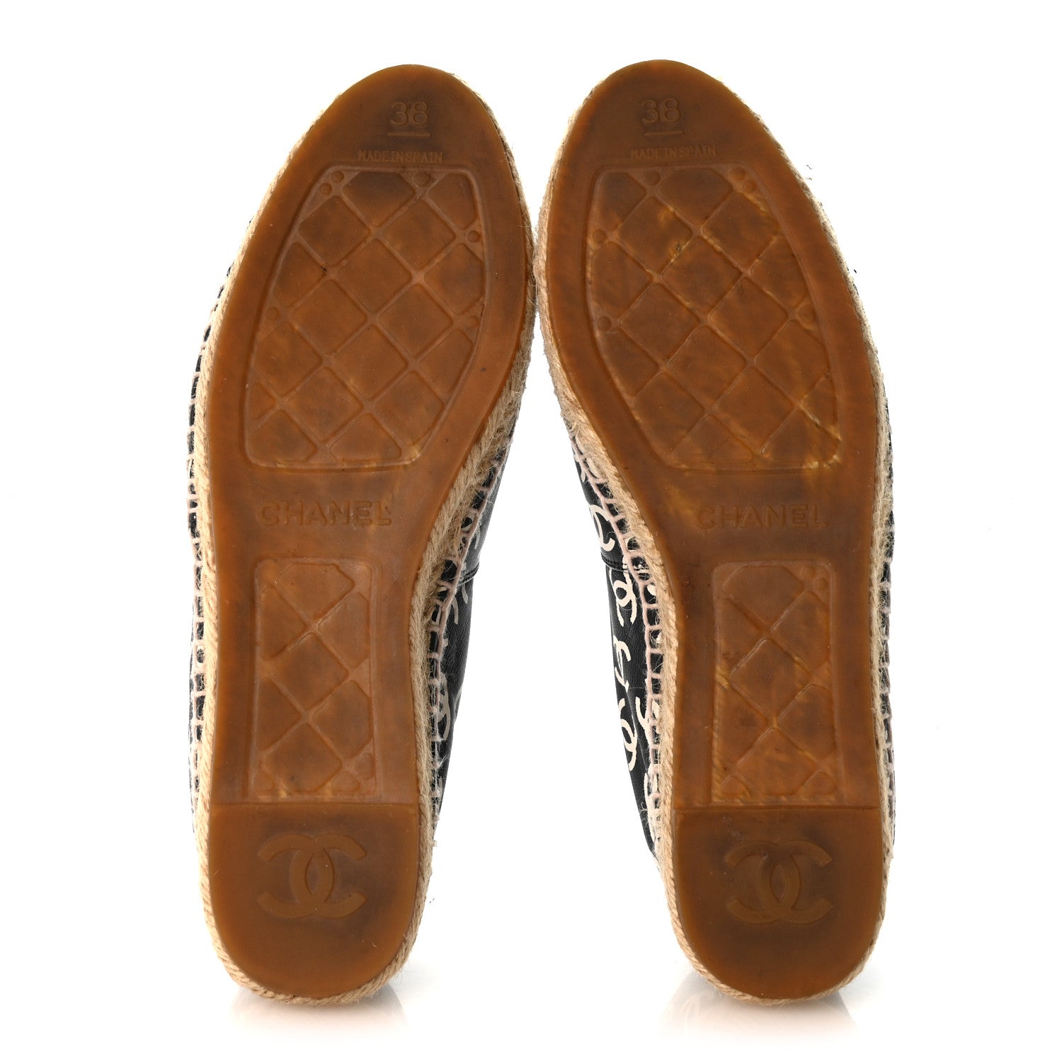 Chanel Lambskin Printed CC Espadrilles 38 Black White 6 of 10
