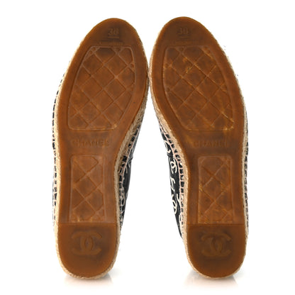 Chanel Lambskin Printed CC Espadrilles 38 Black White 6 of 10