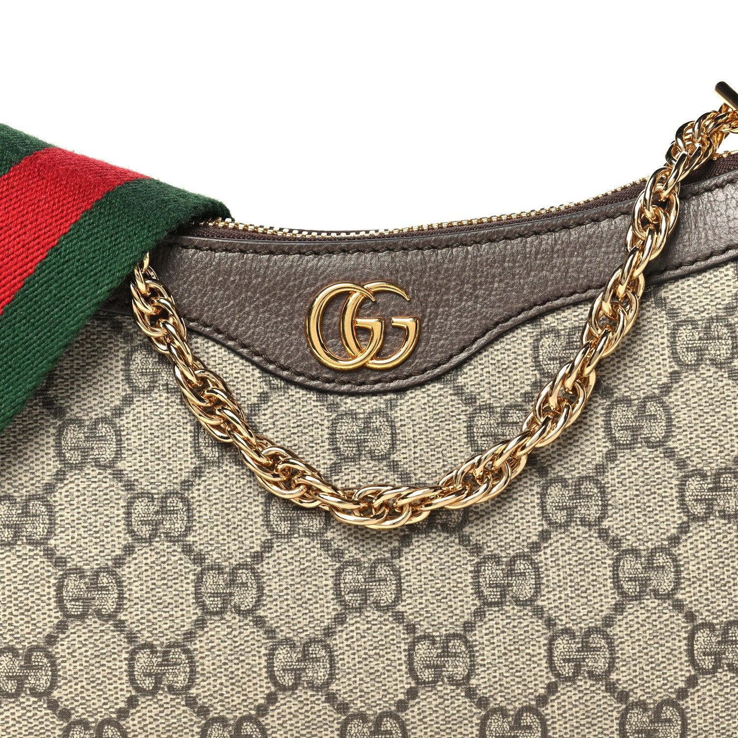 Gucci GG Supreme Monogram Textured Dollar Calfskin Web Small Ophidia GG Handbag Beige Ebony New Acero 8 of 10