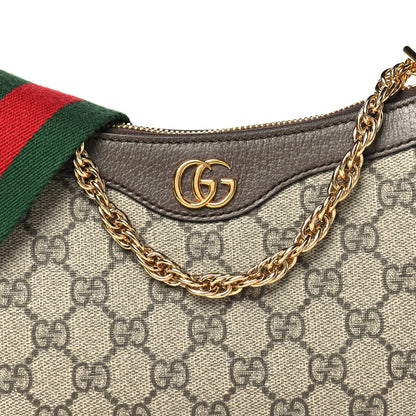 Gucci GG Supreme Monogram Textured Dollar Calfskin Web Small Ophidia GG Handbag Beige Ebony New Acero 8 of 10