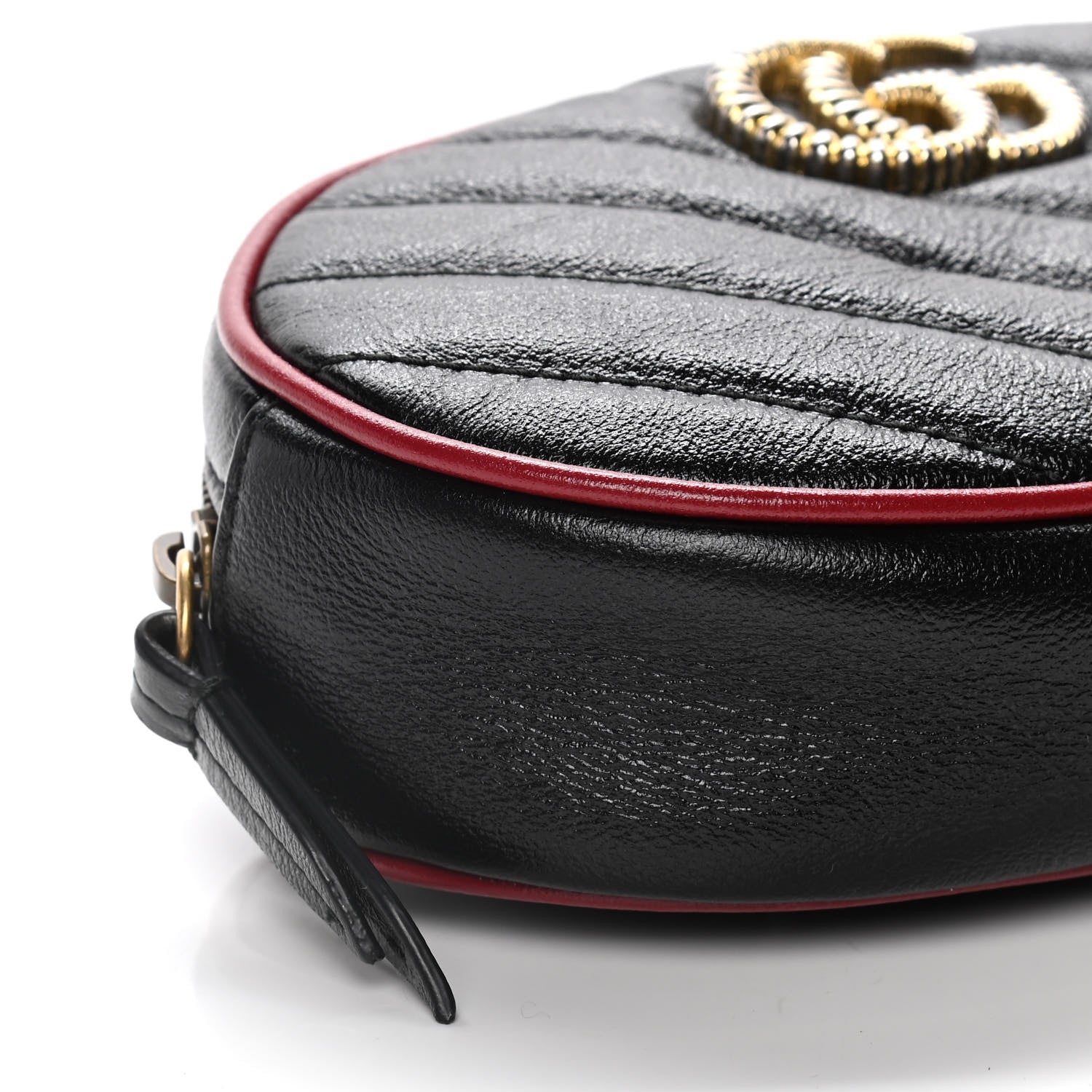 Gucci Azalea Calfskin Matelasse Diagonal Torchon GG Marmont Belt Bag 85 34 Black Romantic Cerise 9 of 11