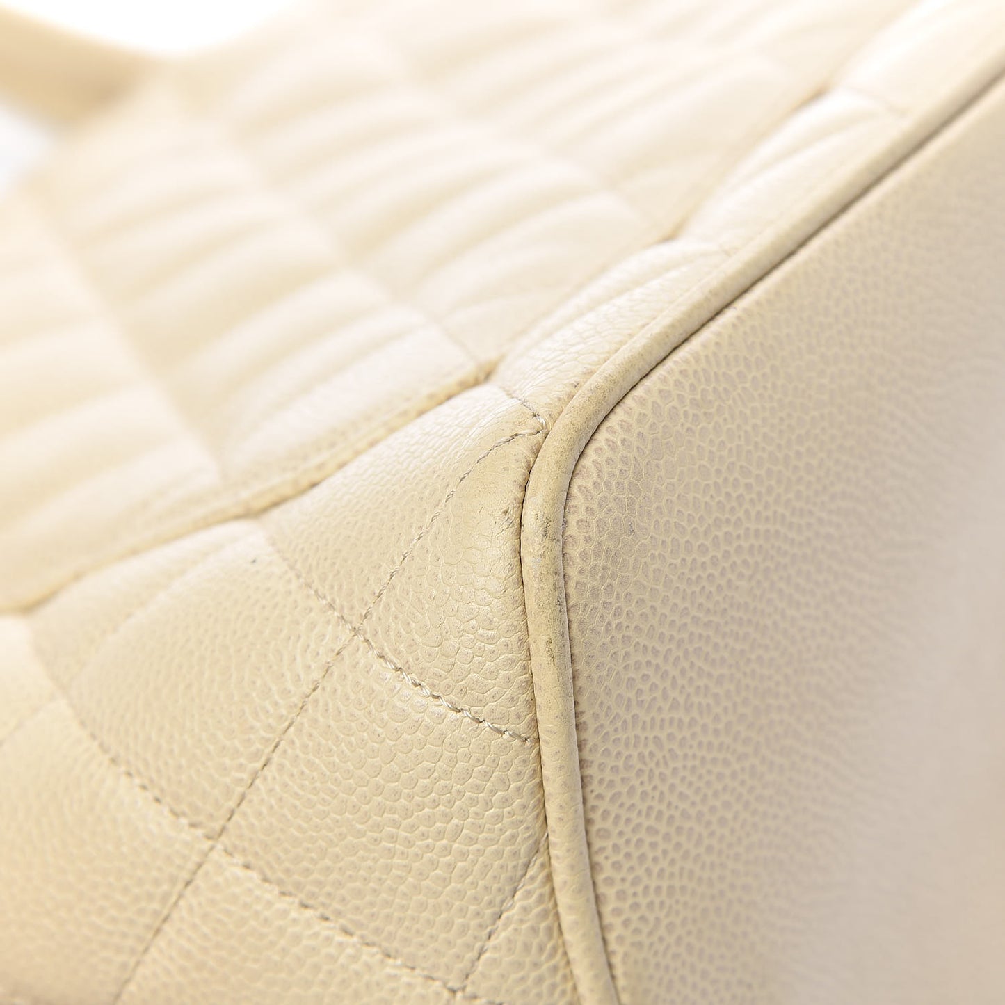 Caviar Quilted Medallion Tote Light Beige