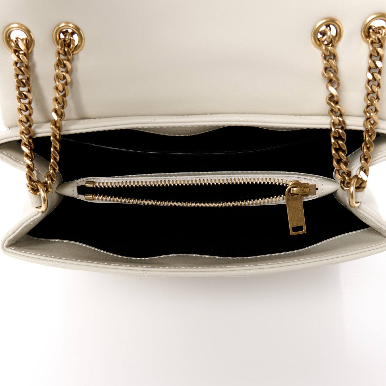 Saint Laurent Calfskin Y Quilted Monogram Small Loulou Chain Satchel Crema Soft 5 of 11