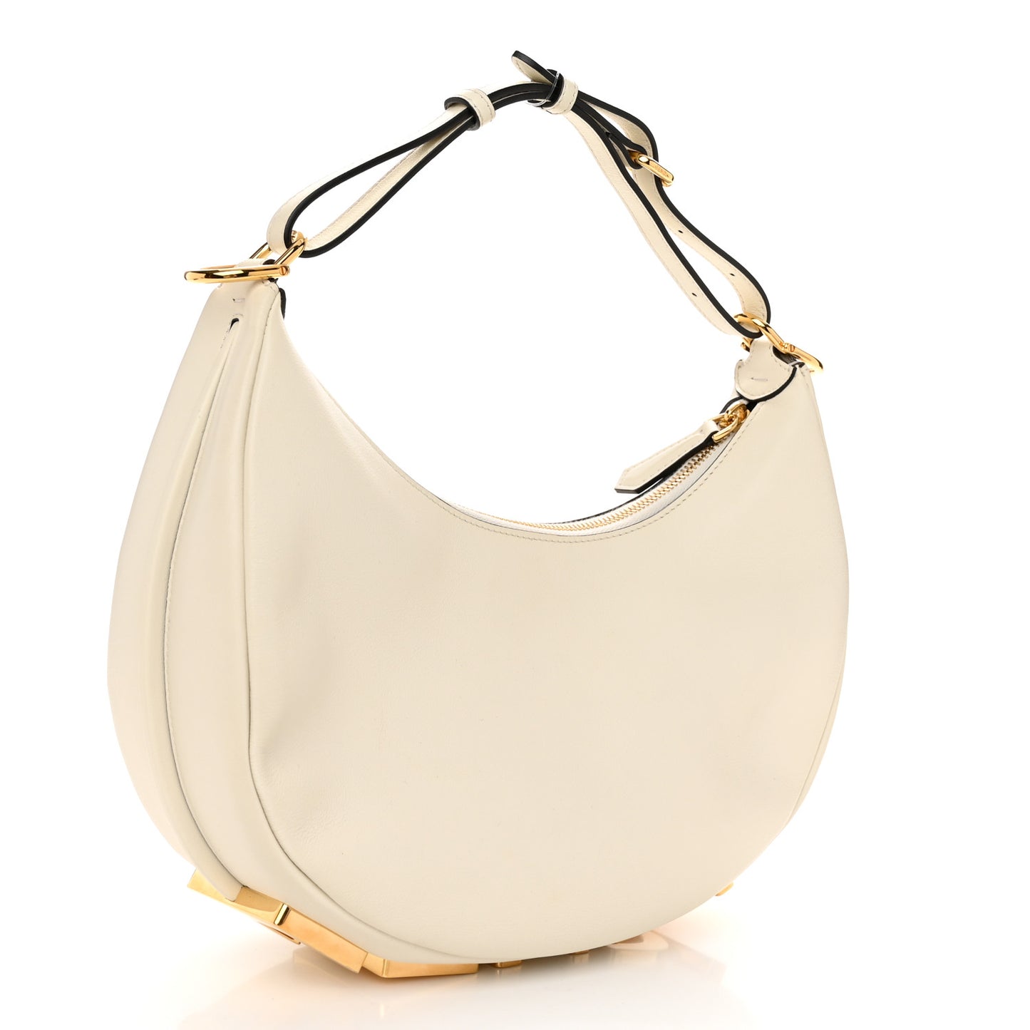 Vitello Grace Matte Small Fendigraphy Hobo Bag White Ice