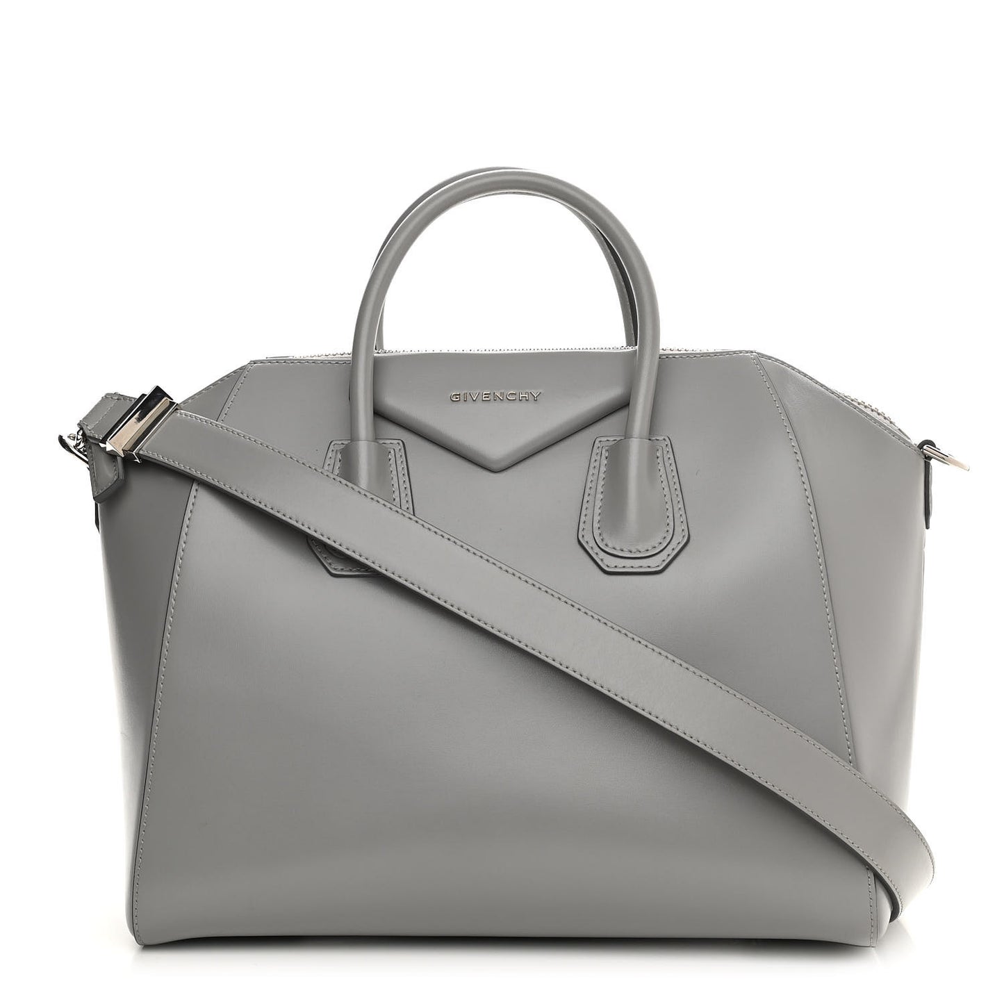 Shiny Lord Calfskin Medium Antigona Pearl Grey