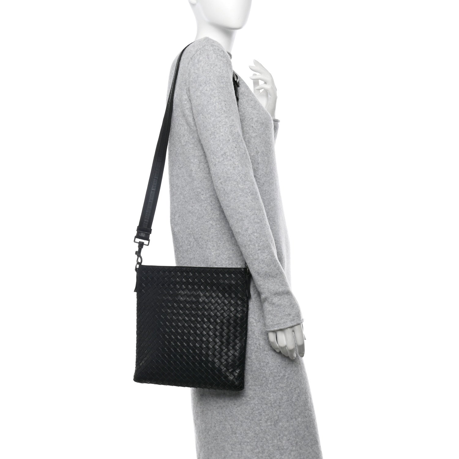 Bottega Veneta Nappa Intrecciato VN Crossbody Messenger Bag Black 2 of 9