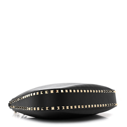Valentino Garavani Grained Calfskin Rockstud Hobo Bag Black 4 of 9