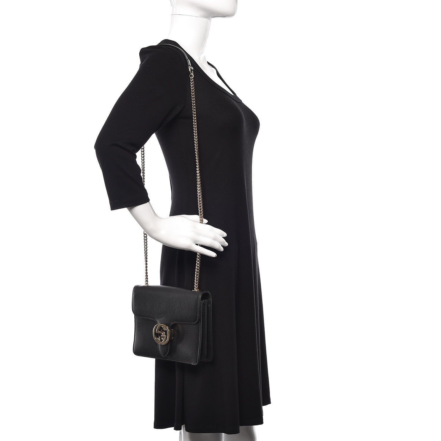 Gucci Dollar Calfskin Small Interlocking G Shoulder Bag Black 2 of 10