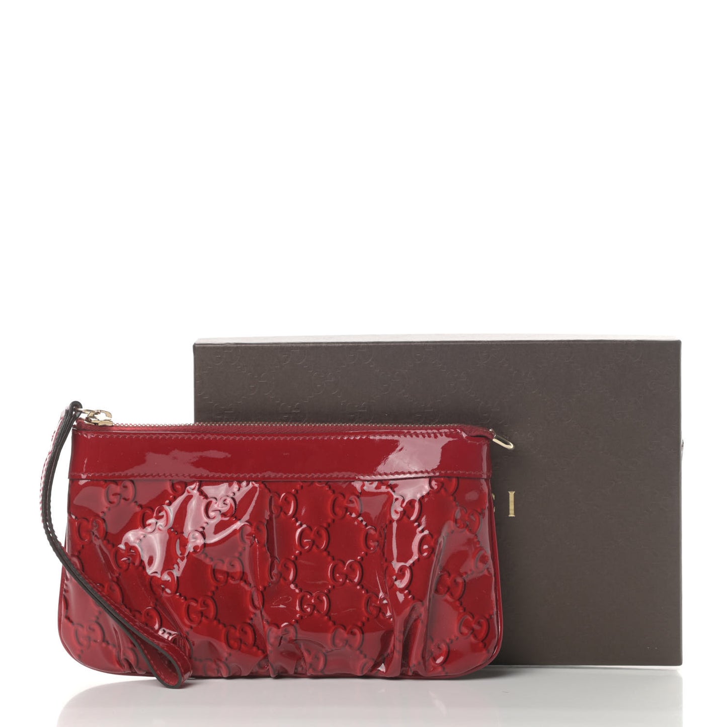 Patent Guccissima Wristlet Pouch Red