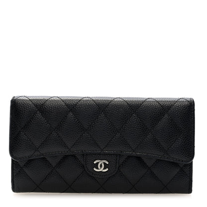 Chanel Caviar Quilted Large Gusset Flap Wallet Black 1 of 7