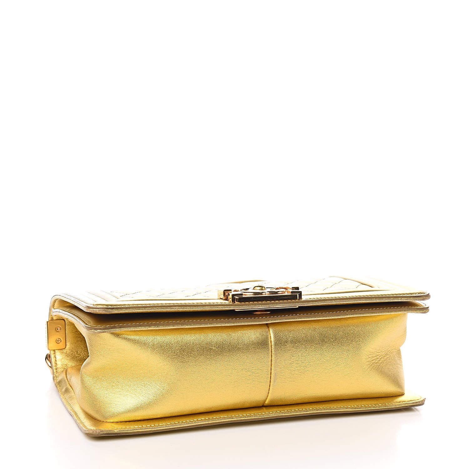 Chanel Metallic Patent Calfskin Quilted Medium Boy Flap Gold 4 of 16