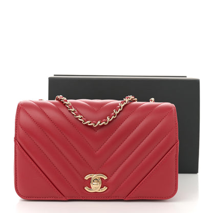 Chanel Calfskin Chevron Quilted Mini Statement Flap Red 13 of 13