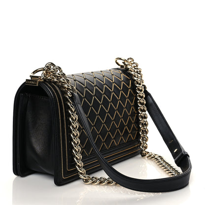 Chanel Lambskin Chain Quilted Medium Boy Flap Black 2 of 10