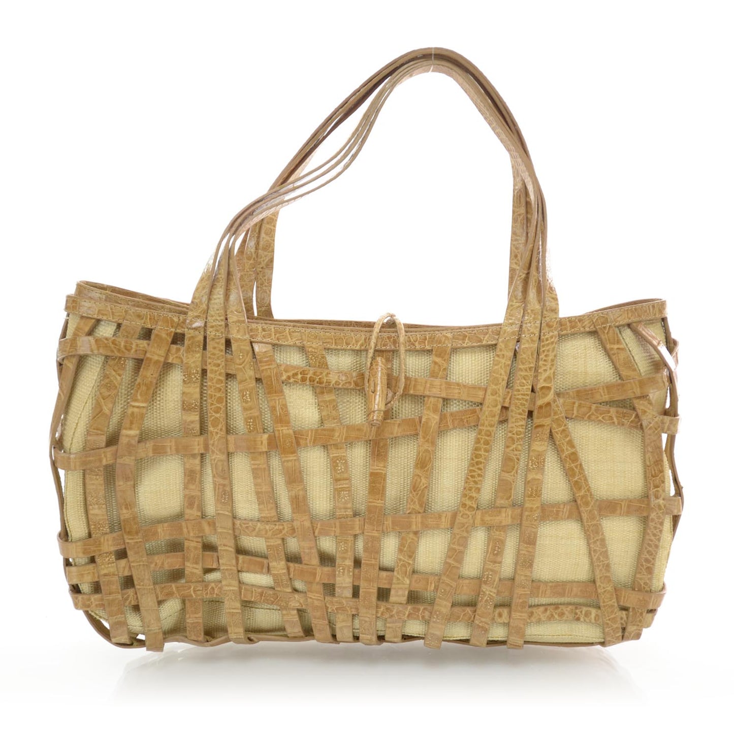 Raffia Crocodile Tote