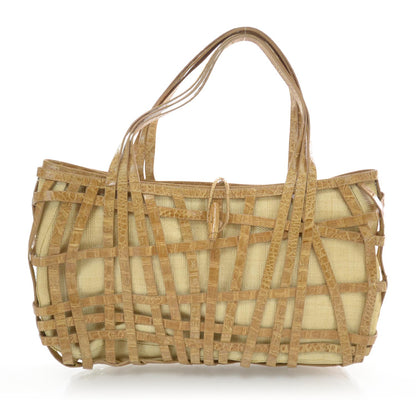 Nancy Gonzalez Raffia Crocodile Tote 1 of 7