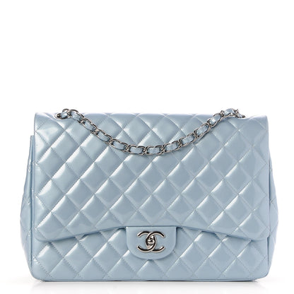 Chanel Patent Maxi Double Flap Light Blue 1 of 8