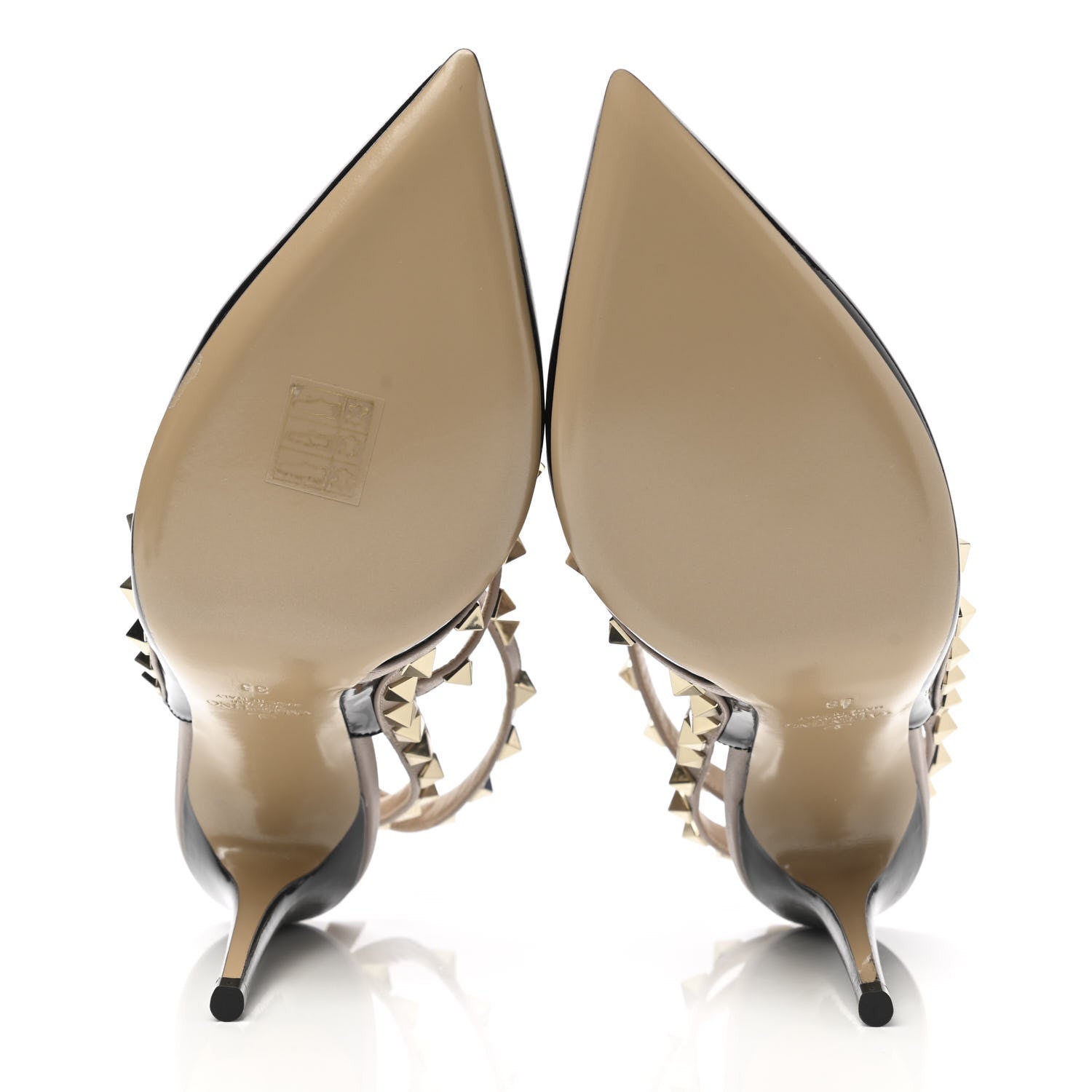 Valentino Garavani Patent Nappa Rockstud Ankle Strap 100mm Pumps 38 Black Poudre 5 of 8