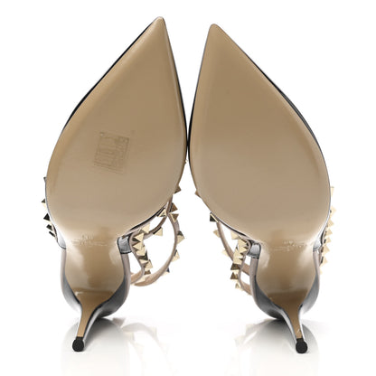 Valentino Garavani Patent Nappa Rockstud Ankle Strap 100mm Pumps 38 Black Poudre 5 of 8