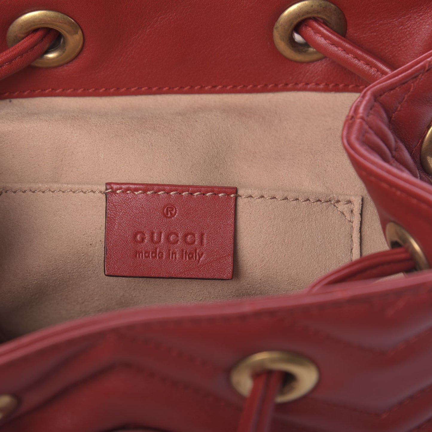 Calfskin Matelasse GG Marmont Flap Backpack Hibiscus Red