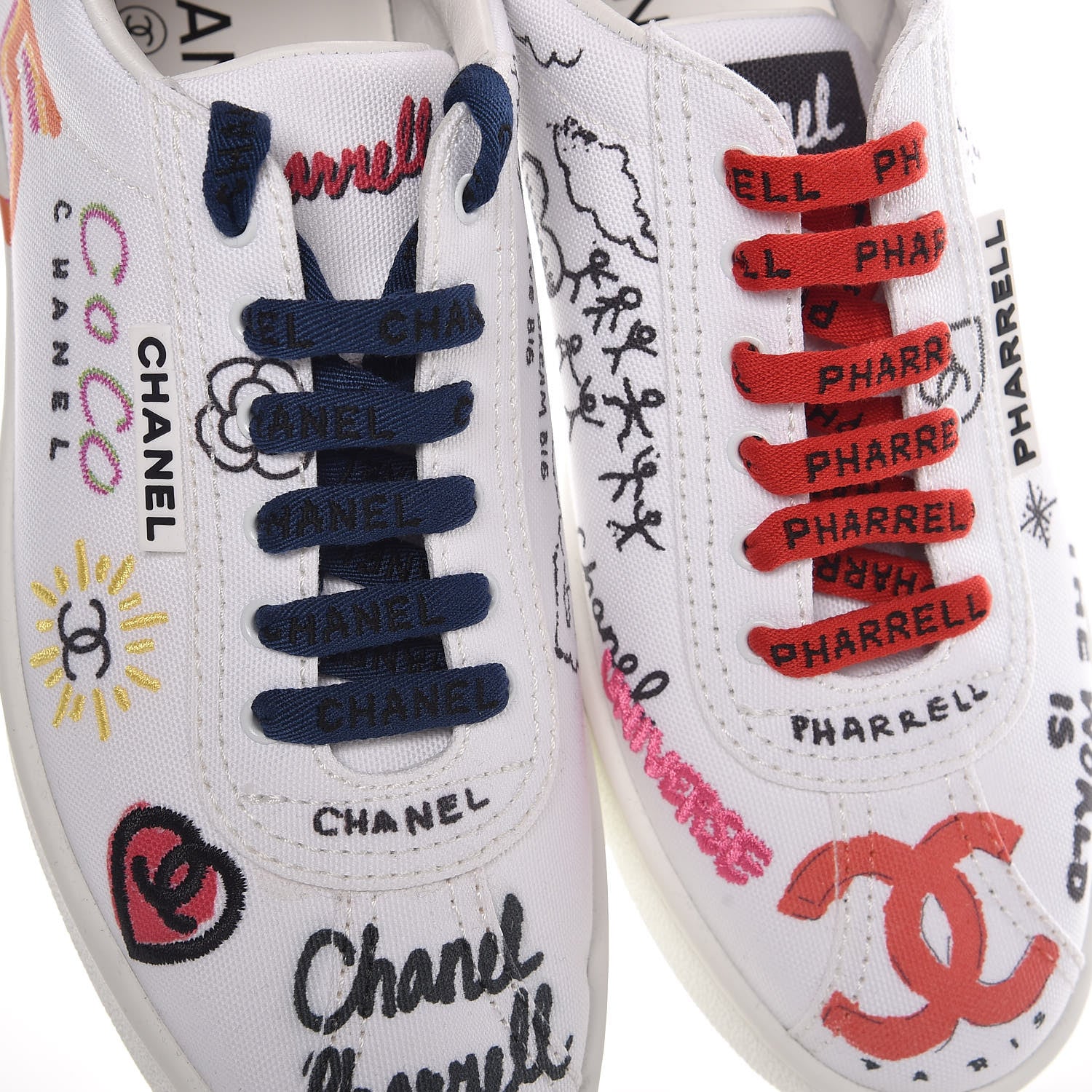 Chanel x Pharrell Williams Womens Canvas Sneakers 38.5 White 9 of 10