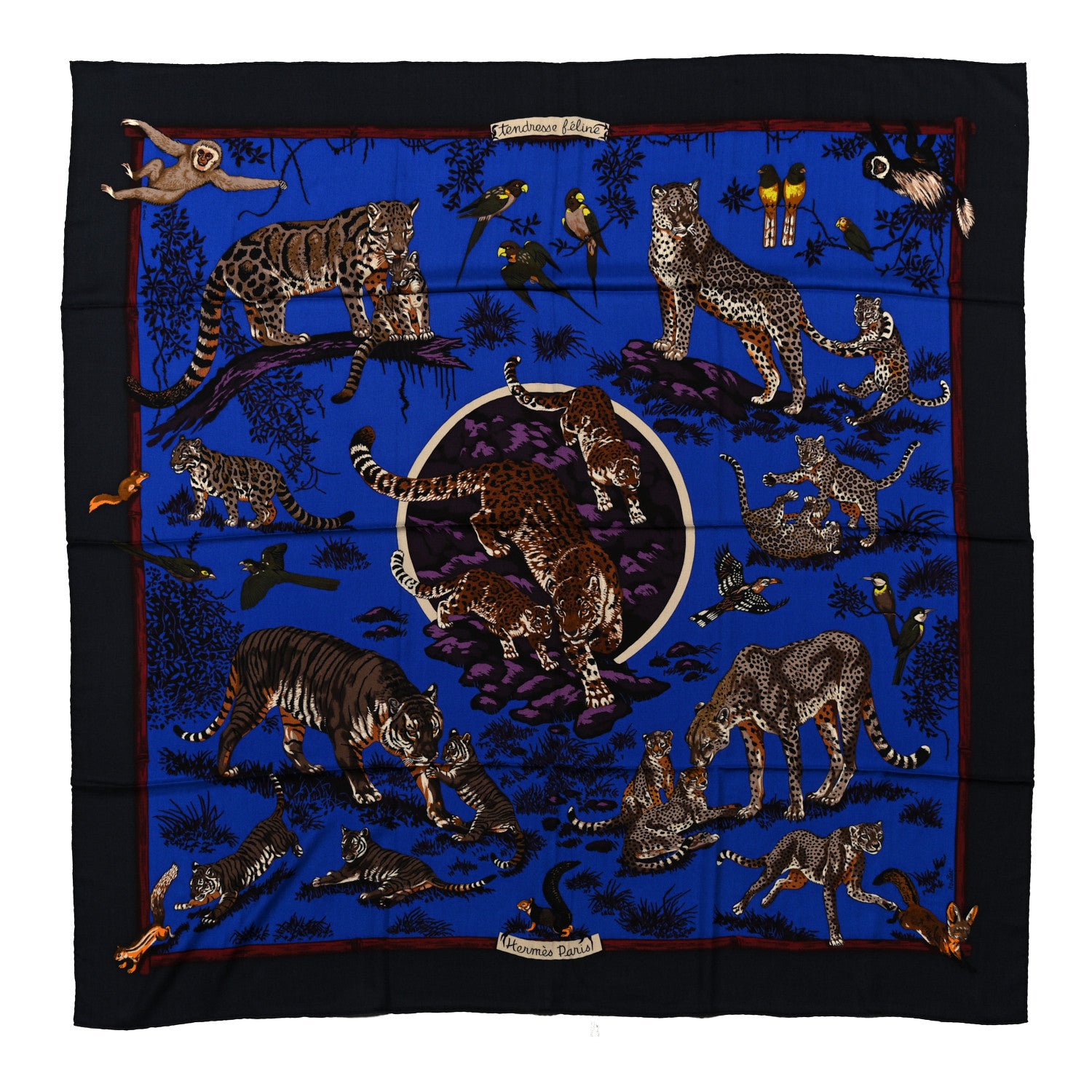 Hermes Cashmere Silk Tendresse Feline Shawl 140 1 of 6