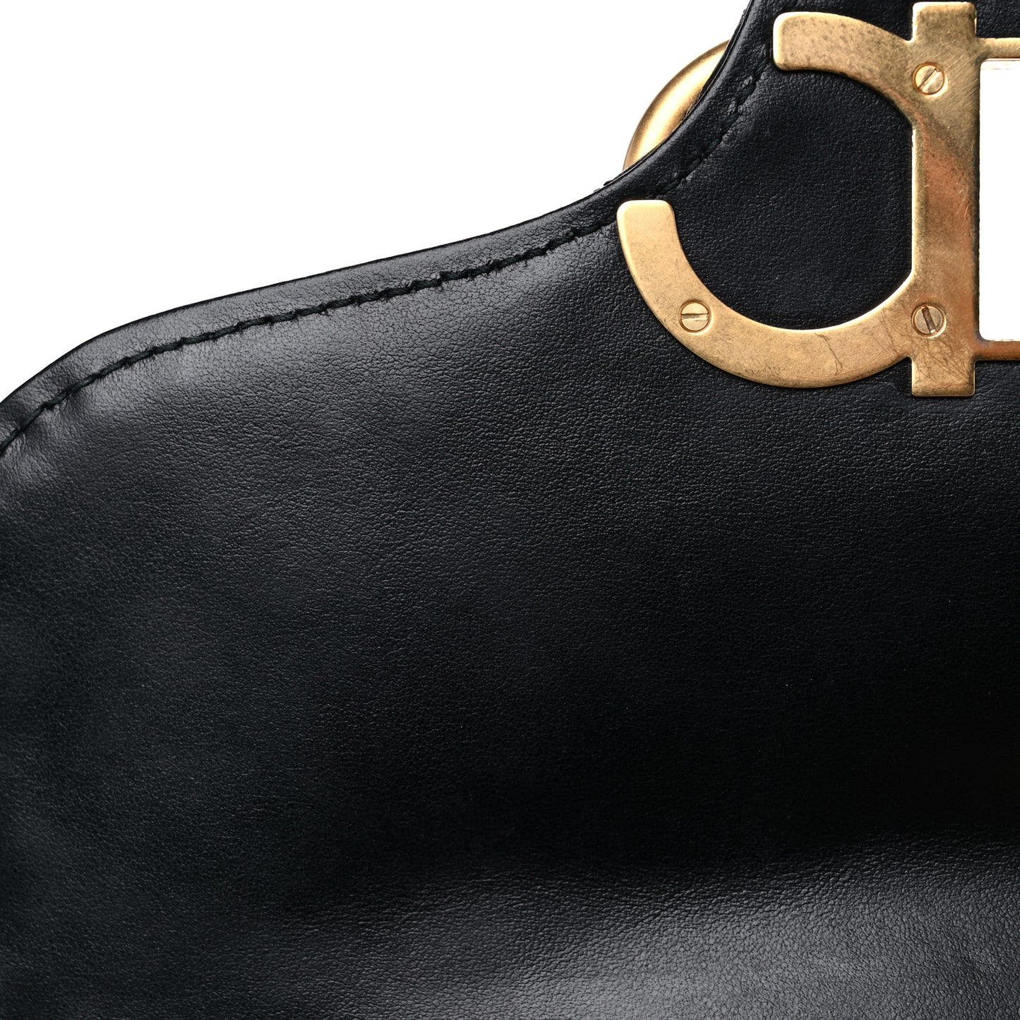 Calfskin Quilted Gancini Flap Bag Black