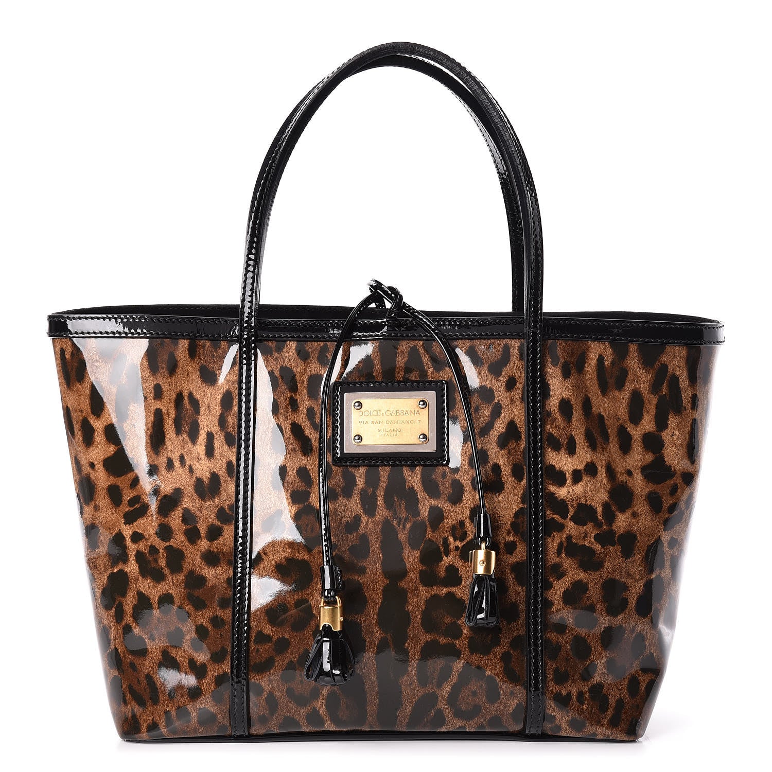 Dolce & Gabbana Patent Leopard Print Shopping Tote 1 of 10