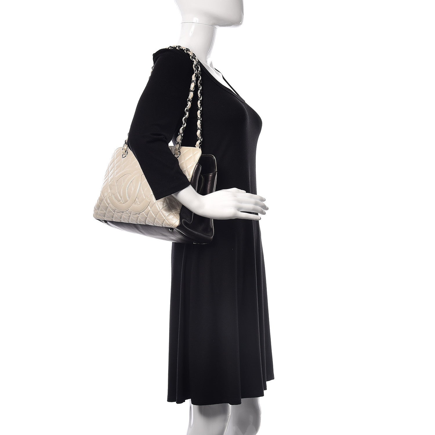 Chanel Metallic Lambskin Quilted Mademoiselle Tote Pearl 2 of 13