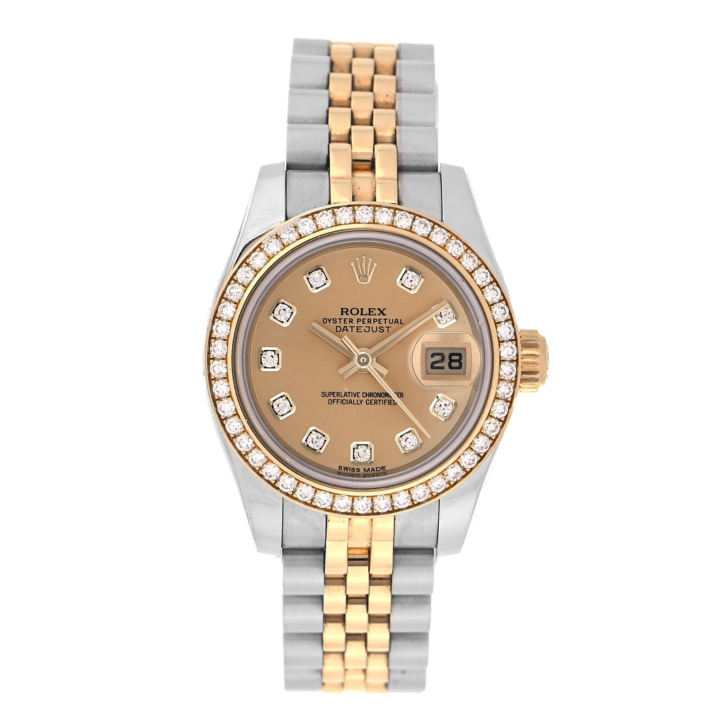 Rolex Stainless Steel 18K Yellow Gold Diamond 26mm Oyster Perpetual Datejust Watch Champagne 179383 1 of 5