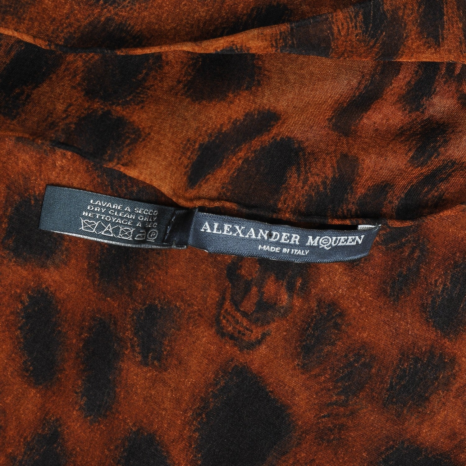 Alexander McQueen Silk Chiffon Leopard Skull Scarf Brown 4 of 5
