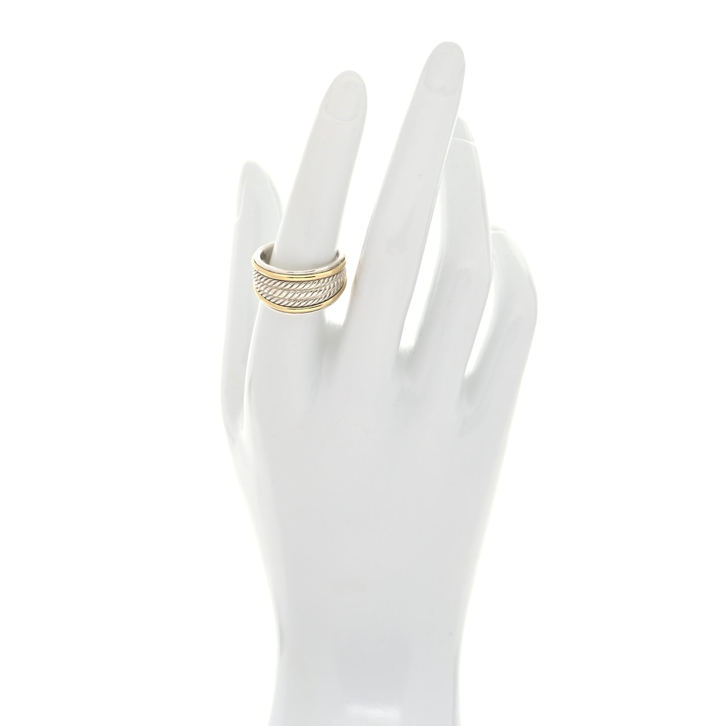 Sterling Silver 18K Yellow Gold 14mm Wheaton Three Row Cable Band Ring 56 7.5