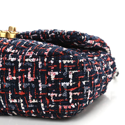 Chanel Tweed Quilted Medium Chanel 19 Flap Navy Blue White Red 10 of 10