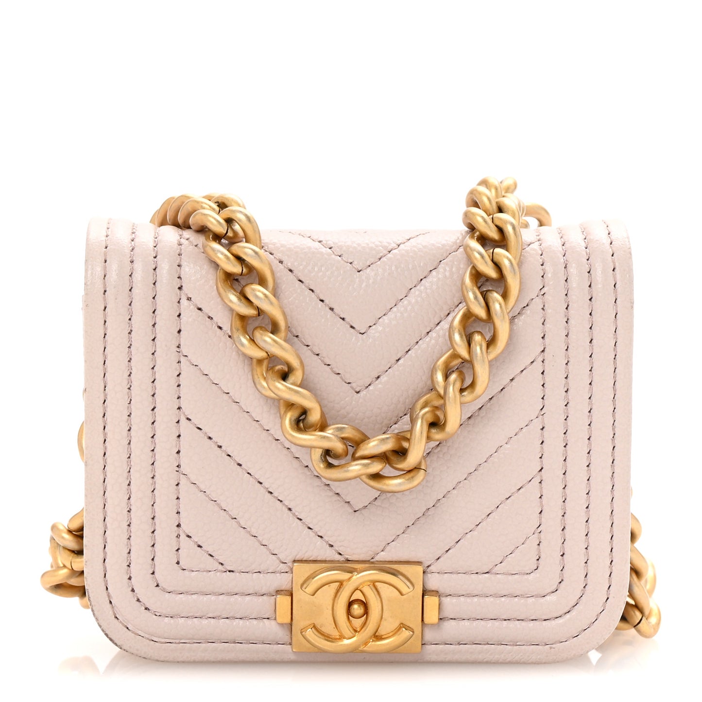 Caviar Chevron Quilted Boy Flap Waist Belt Bag Light Purple