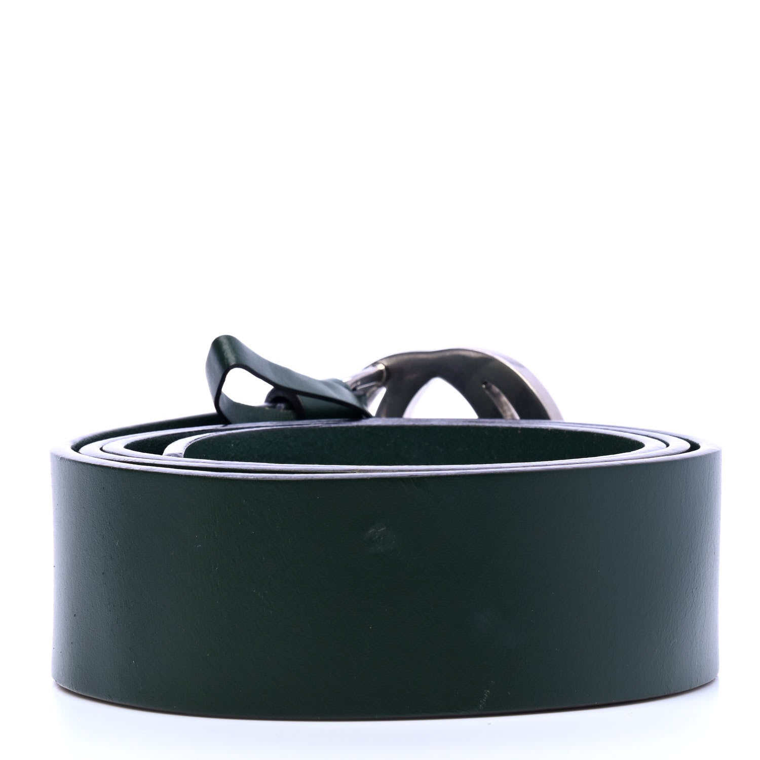 Gucci Selleria Calfskin Nickel Interlocking G 37mm Belt 85 34 Green 2 of 5