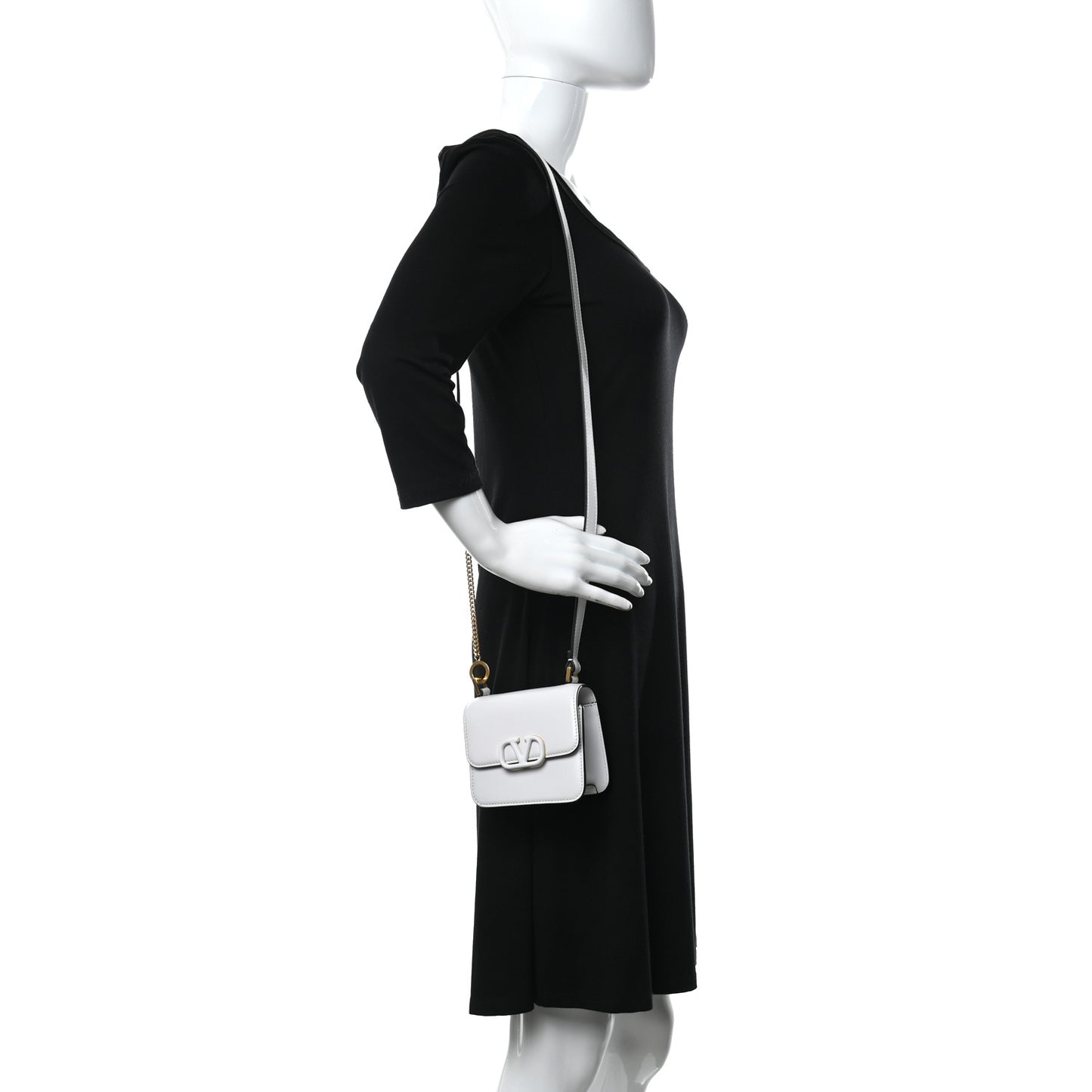 Smooth Calfskin Micro VSling Shoulder Bag White