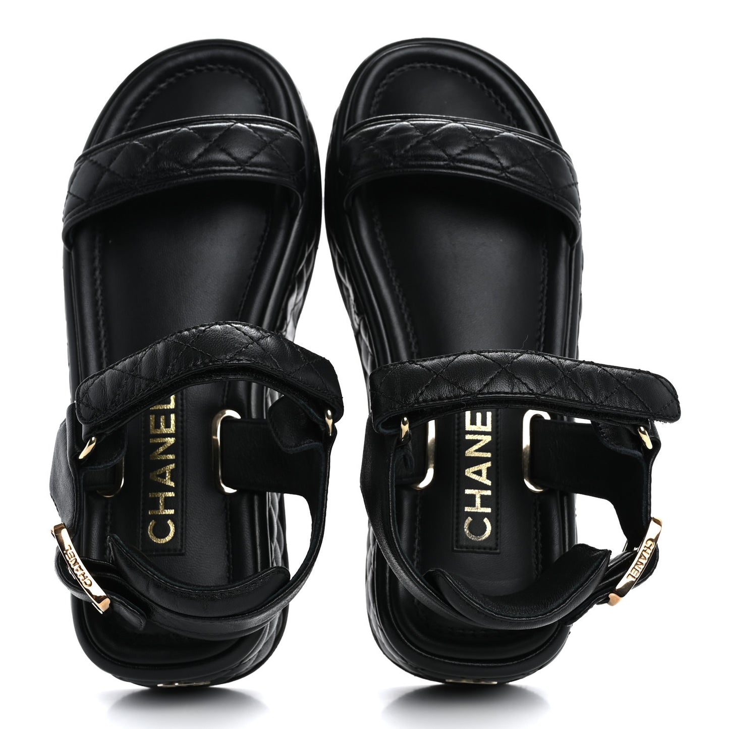 Lambskin Quilted Platform Sandals 37 Black