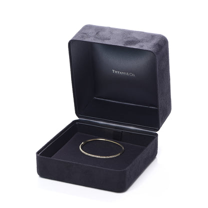 Tiffany 18K Yellow Gold Diamond Metro Hinged Bangle S 4 of 4
