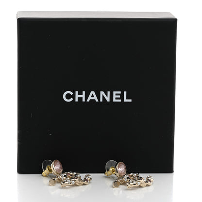 Chanel Crystal Pearl CC Drop Earrings Pink Gold 5 of 5