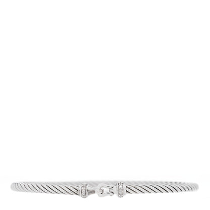 David Yurman Sterling Silver Diamond 3mm Cable Buckle Bracelet 1 of 3
