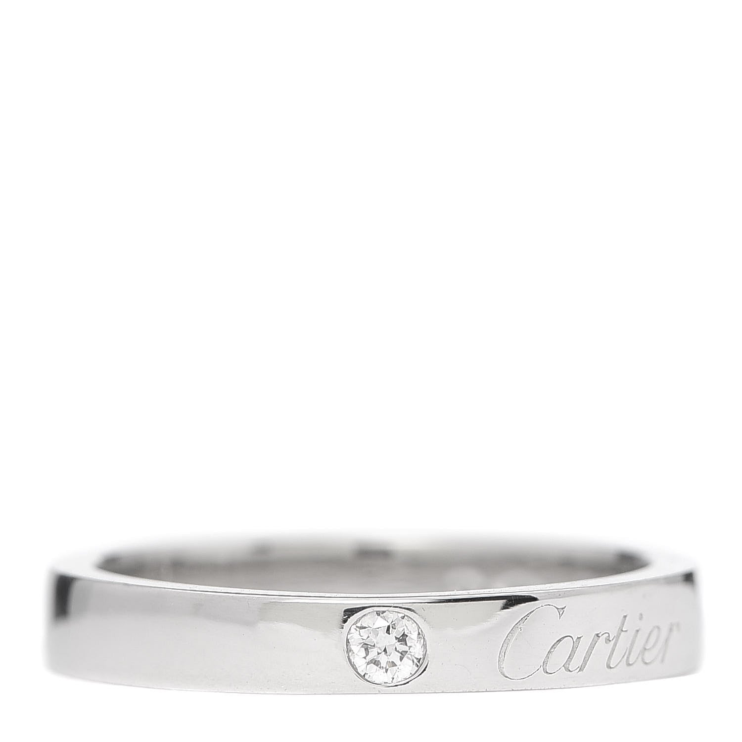 Cartier Platinum Diamond 3mm C De Cartier Wedding Band Ring 49 4.75 1 of 5