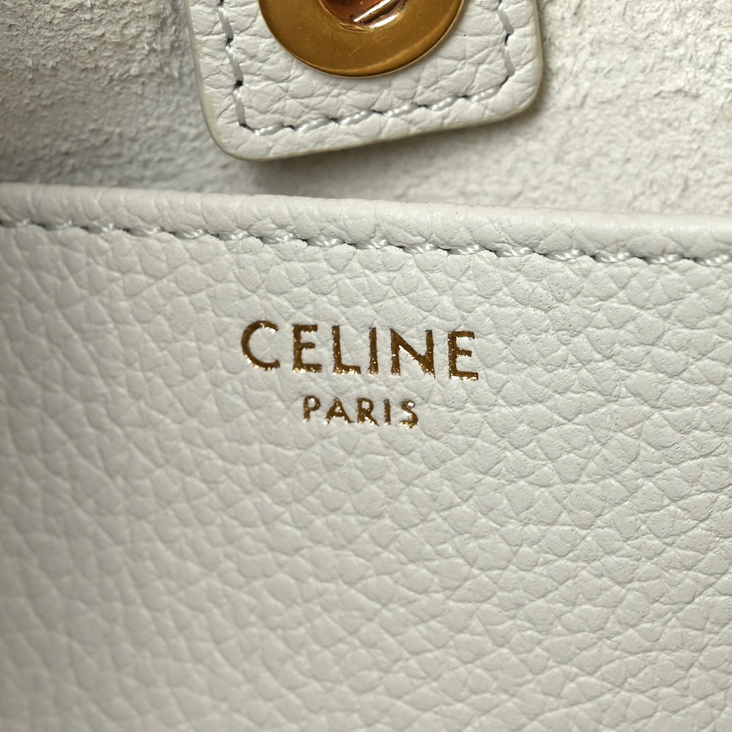 Celine Calfskin Cuir Small Triomphe Cabas Drawstring White 6 of 9