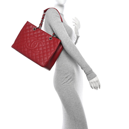 Chanel Caviar Quilted Grand Shopping Tote GST Red 2 of 10